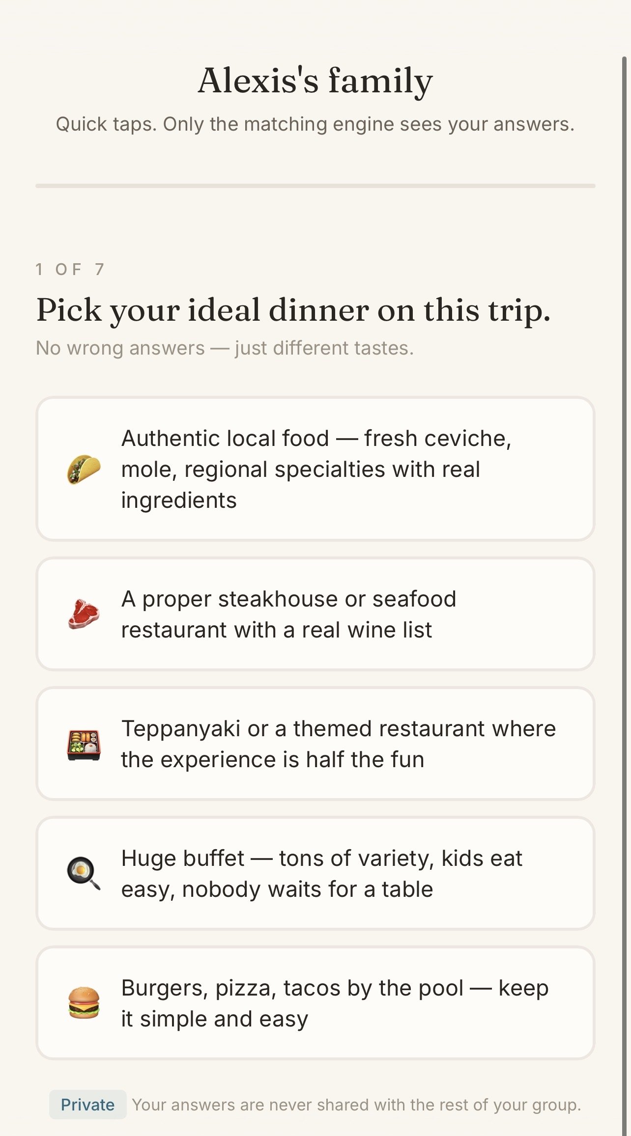 Quiz: food preference